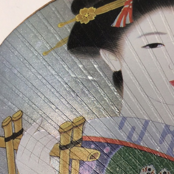 Japanese hand fan paper bamboo varnished handle Costume /use/display Geisha - Picture 5 of 11